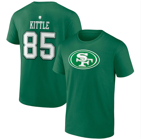 Men's San Francisco 49ers #85 George Kittle Green St. Patrick's Day Icon Player T-Shirt Men's San Francisco 49ers #85 George Kittle Green St. Patrick's Day Icon Player T-Shirt
